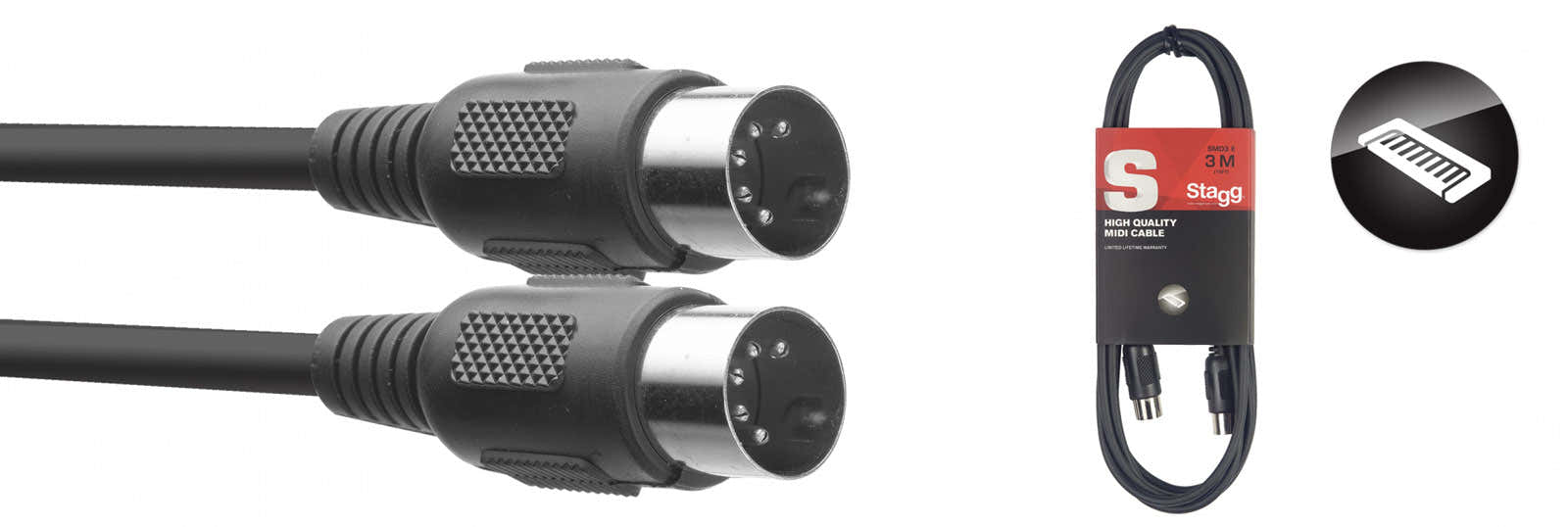 SMD3 E cabo MIDI DIN/DIN (M/M) 3 M conectores de plástico