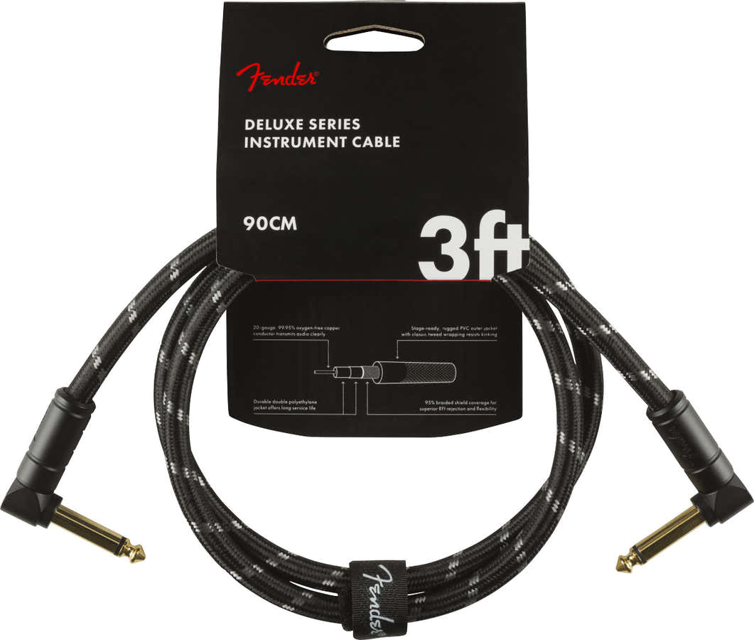 DELUXE INSTRUMENT CABLE ANGLE/ANGLE 3' BLACK TWEED