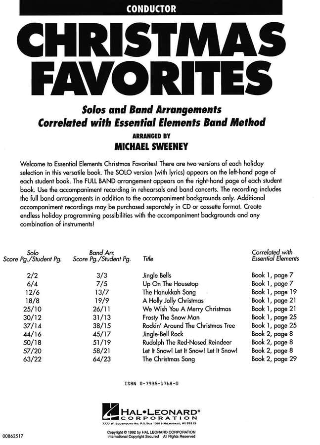 Essential Elements Christmas Favorites - Conductor