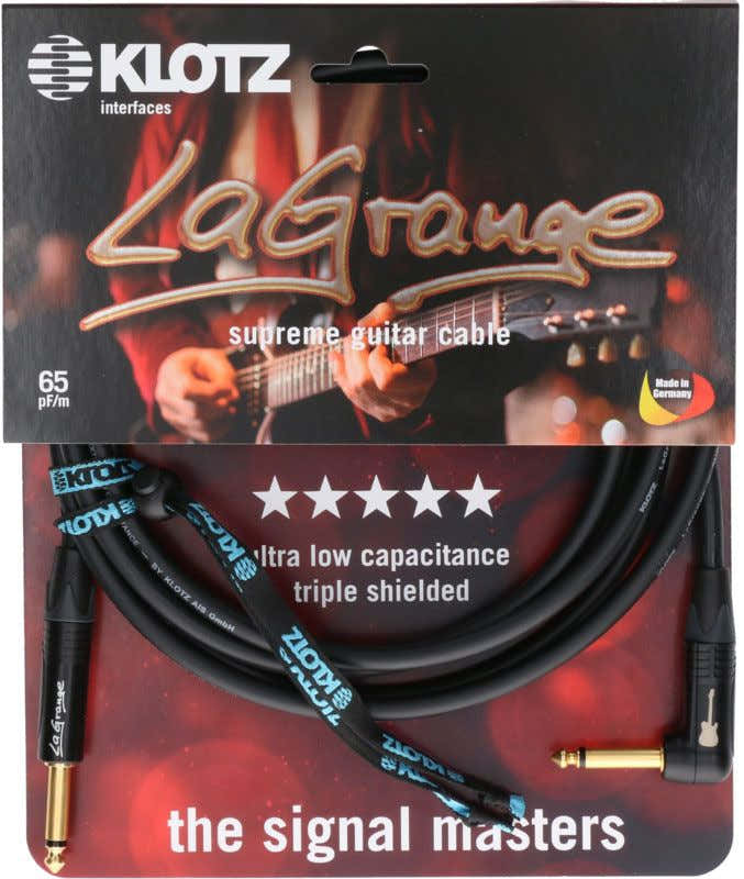 LA-grange Cabo de Instrumento Preto 4,M Jack Mono - Jack Mono Angular Contacto Dourado