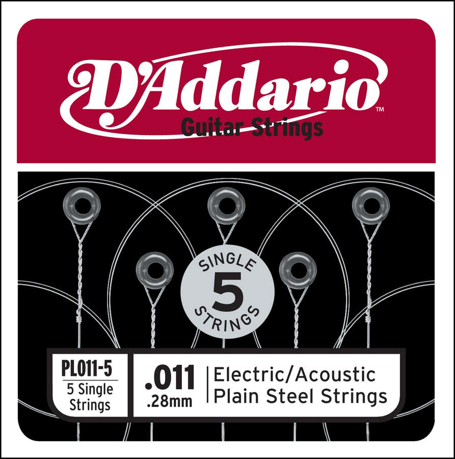 PL011-5 PLAIN STEEL GUITAR SINGLE STRING .011 5-PACK