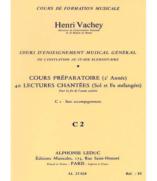 Vachey Henri - 40 Lectures Chantees C2 (preparatoire)cle De Sol & Fa Melangees - Sans Accompagnement