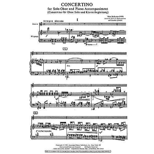 SKALKOTTAS NIKOS - CONCERTINO FOR OBOE AND PIANO - HAUTBOIS & PIANO