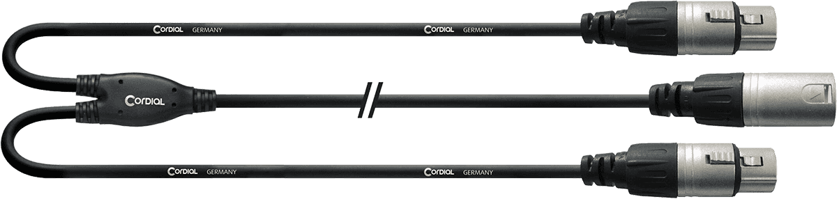 Cabo Y XRL Macho / 2 XLR Fêmeas 30 CM
