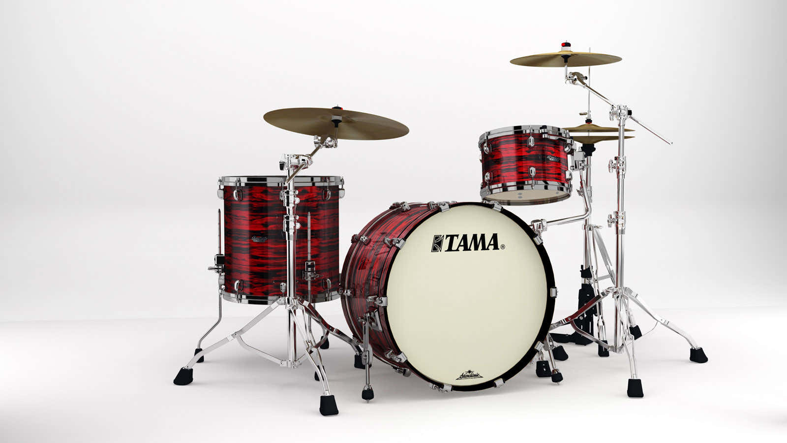 STARCLASSIC MAPLE ROCK 22 DRUM KIT BLACK NICKEL SHELL HARDWARE RED OYSTER
