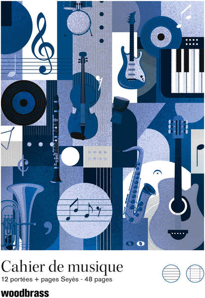 Caderno de música 12 Pautas + páginas Seyes - 48 páginas