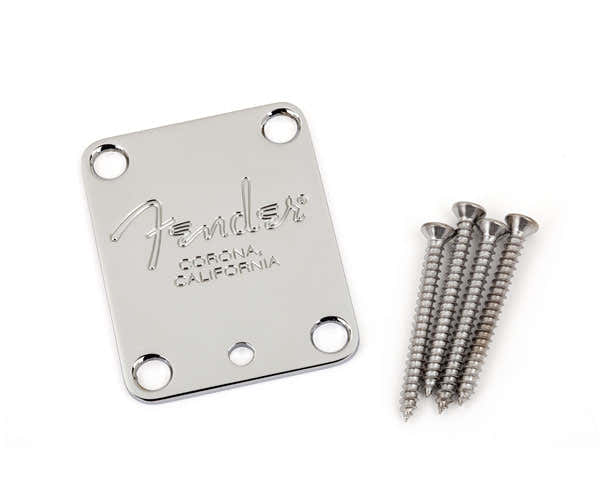 Placa do braço para guitarra americana de 4 parafusos com gravação "Corona" (cromado)