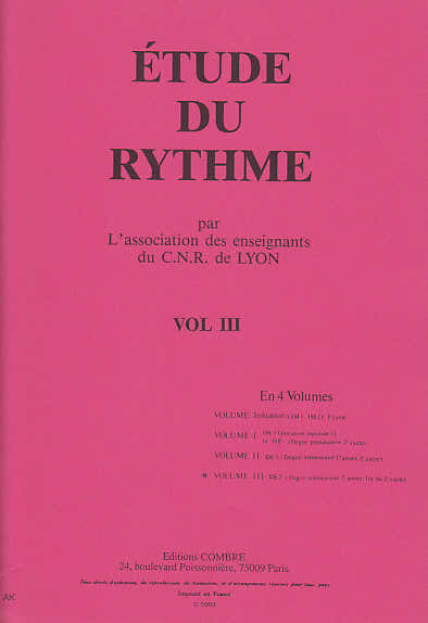 Combre CNR De Lyon - Etude Du Rythme Vol Iii