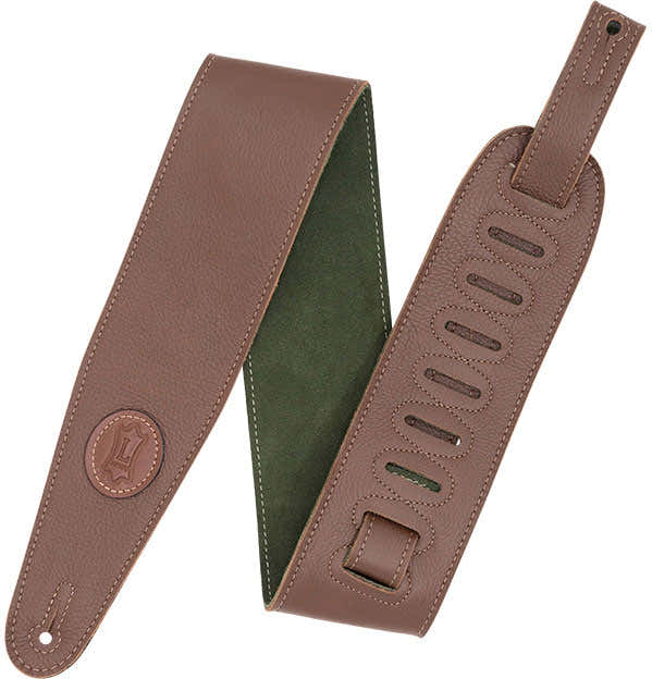 LEATHER STRAP WITH COLORED SUEDE BACK 7,6 CM - BROWN-GREEN