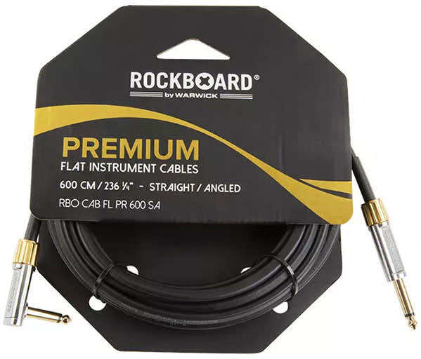 Cabo de Instrumento Plano Premium - 600 cm - Direito/Angulado - Preto