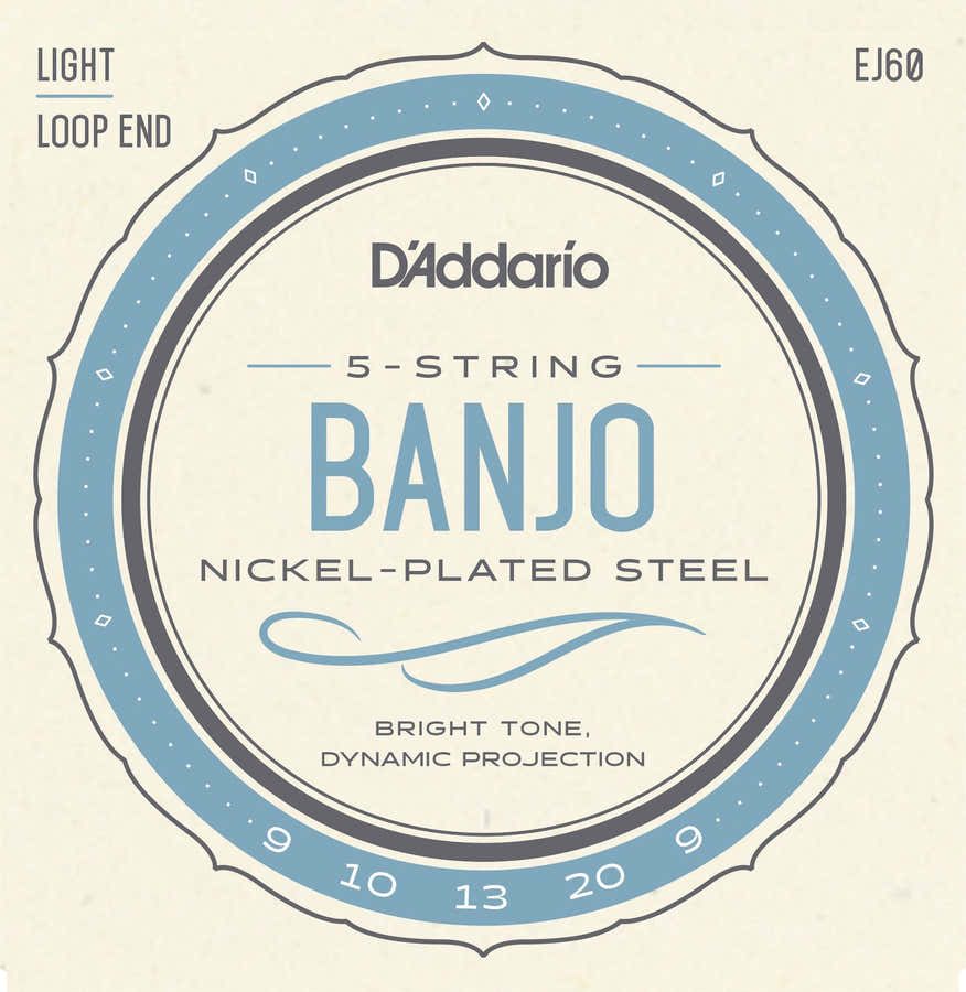 EJ60 Cordas de banjo de 5 cordas Nickel leves 9-20