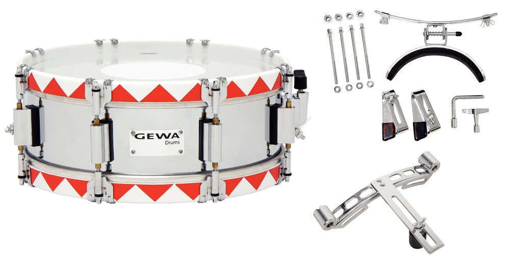 HISTORIC - MARCHING SNARE DRUM - 13" x 5" - RED ZIGZAG