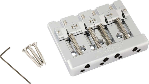 Fender Conjunto de ponte para baixo de 4 cordas HiMass com passagem das cordas pelo corpo e selas de latão Cromado