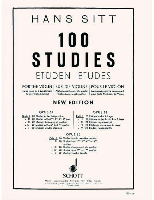 SITT HANS - 100 ETUDES POUR VIOLON OP 32 - CAHIER 1