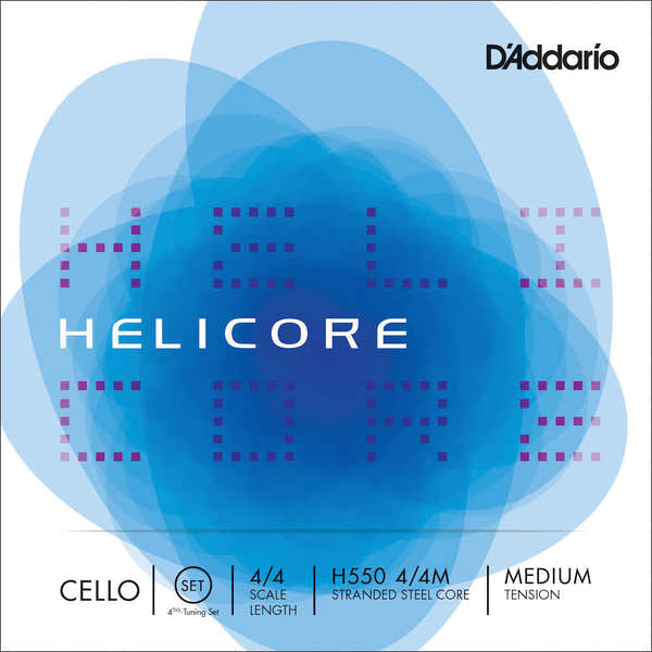 SET OF STRINGS FOR CELLO TUNED IN QUARTERS HELICORE NECK 4/4 TENSION MEDIUM