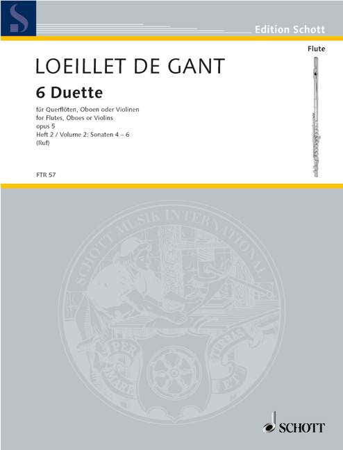 Loeillet De G J.B. - Six Duets Op 5 Vol. 2 - 2 Flutes (Oboes Violins)