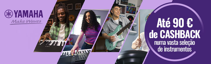Tous les instruments Yamaha éligibles à l’offre de remboursement : pianos numériques, claviers et guitares. Jusqu’à 90€ de cashback, en stock.