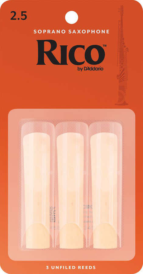 RIA0325 - RICO PALHETAS SAXOFONE SOPRANO FORCE 2.5 BOX OF 3