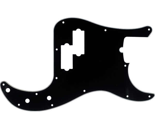 Escudo para Precision Bass com montagem de 13 furos (com entalhe para o tensor) preto de 3 camadas