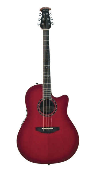 Ovation E-Acoustic Guitar Standard Balladeer Deep Contour Cutaway Cherry Cherry Burst