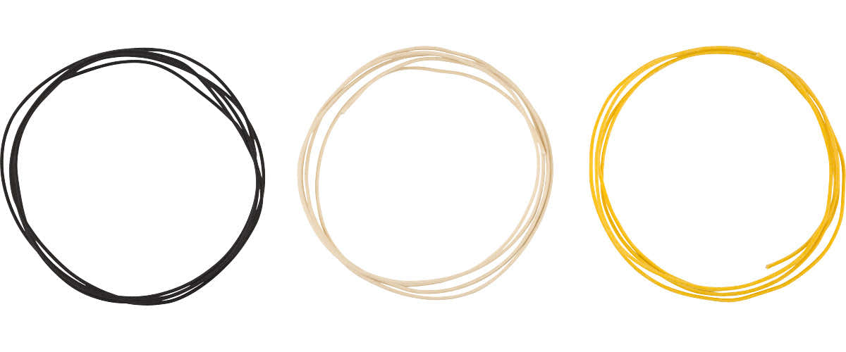 Pure Vintage Fio com revestimento têxtil 22 AWG 5" Preto Branco Amarelo