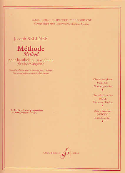 Sellner Joseph - Methode Vol.2 - Etudes Progressives - Pour Hautbois Ou Saxophone