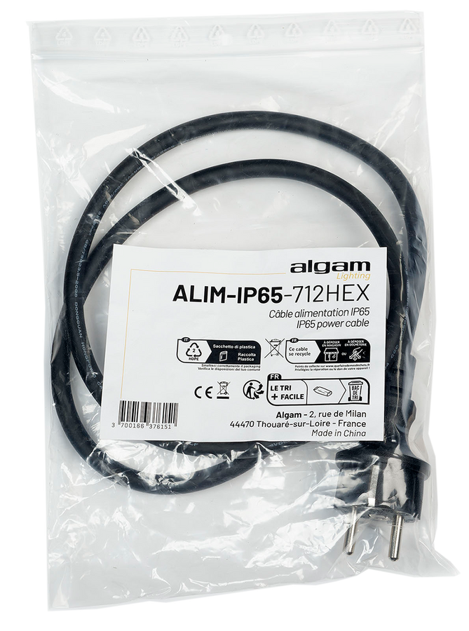 Cabo de alimentação IP65 para IP Par 712 Hex