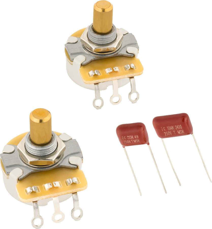Kit Telecaster de potenciómetro de veio maciço e condensador, pack de 2