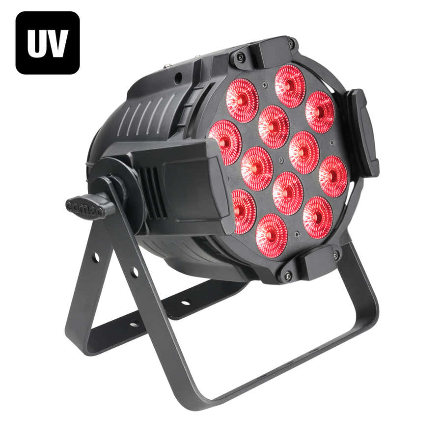 STUDIO PAR 64 CAN RGBWA + UV 12 W - 12 W RGBWA + UV LED PAR PROJETOR CAIXA PRETA