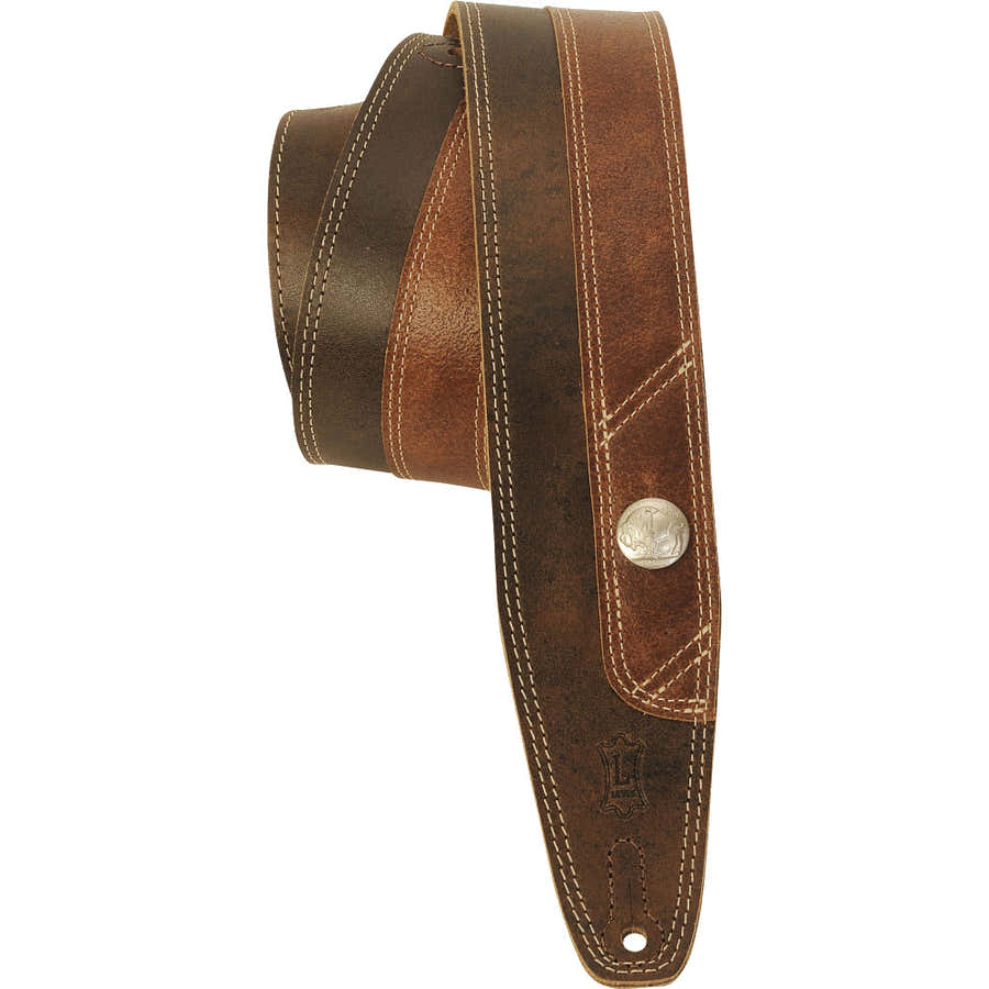 6.5 CM LEATHER AND SOFT SUEDE BACK DOUBLE STITCHING VINTAGE BUFFALO SERIES - DARK BROWN