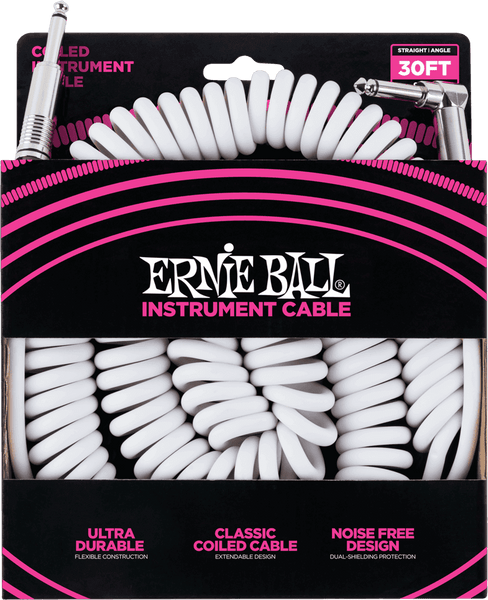 Ernie Ball Cabos de Instrumento Torcidos Jack/jack Angular 9M Branco