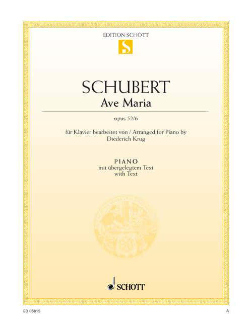 Schubert - Ave Maria Op. 52/ 6 D 839 - Piano (with Text)