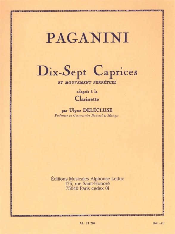Paganini N. - 17 Caprices et Mouvement Perpetuel - Clarinette