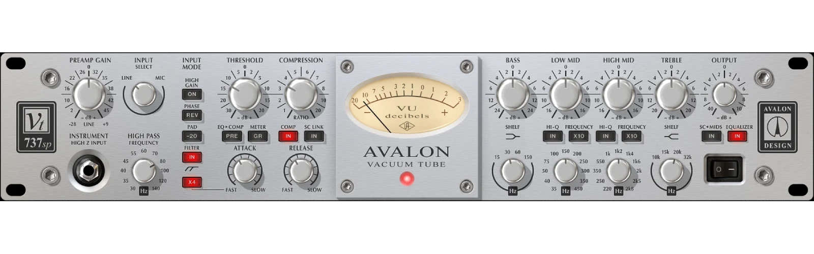 UAD Avalon VT-737 Faixa de canal a válvulas
