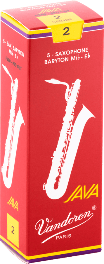 BOX OF 5 BARITONE JAVA RED CUT REEDS 2
