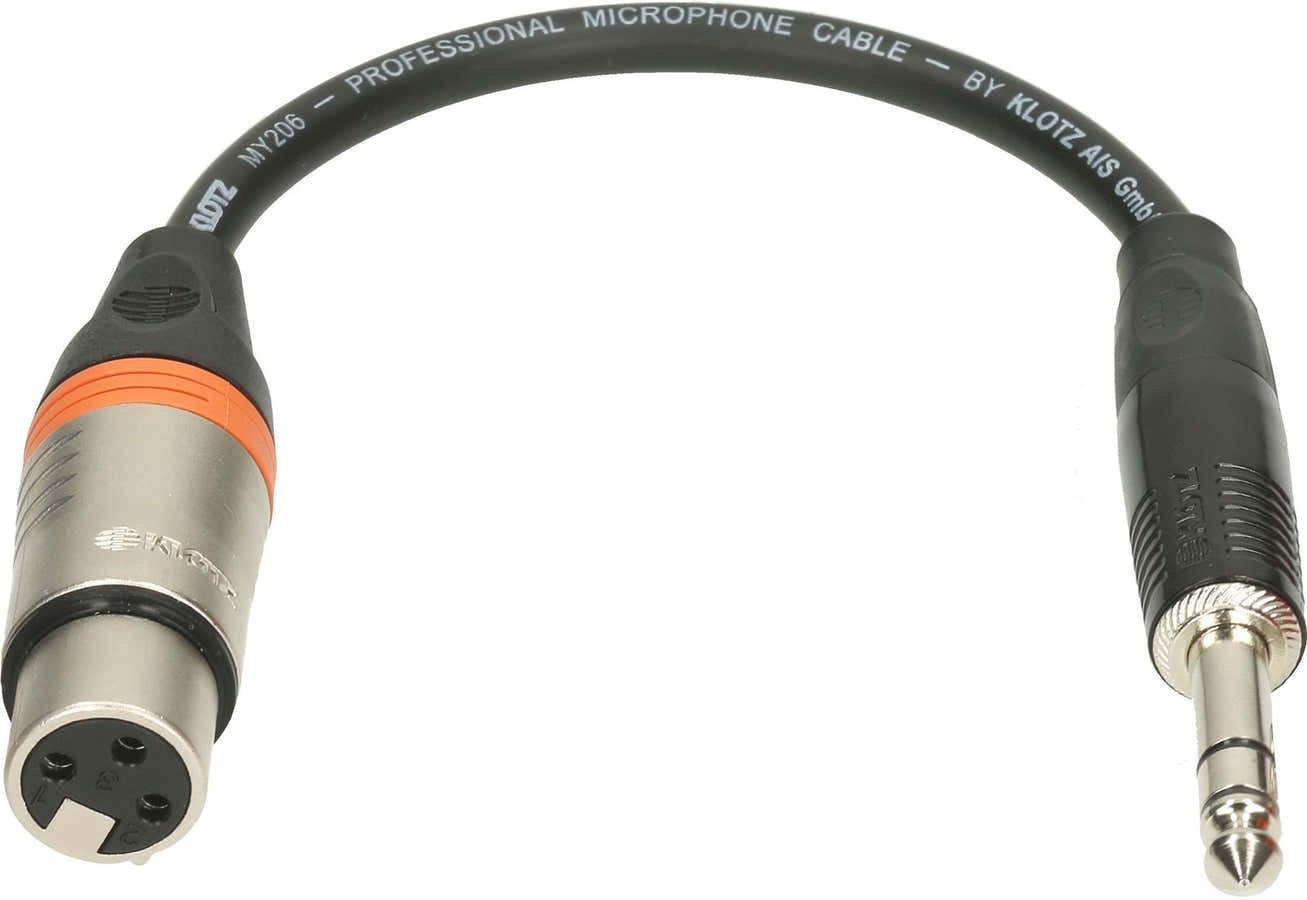 XLR-FP6.3 XLR F-JACK 1/4" ST. ADAPT. 0,2M XLR3P F KLOTZ - JACK 3P 6,35MM