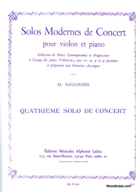HAUCHARD M. - SOLO MODERNE DE CONCERT N04 LA MINEUR (1ERE POSITION) - VIOLON ET PIANO