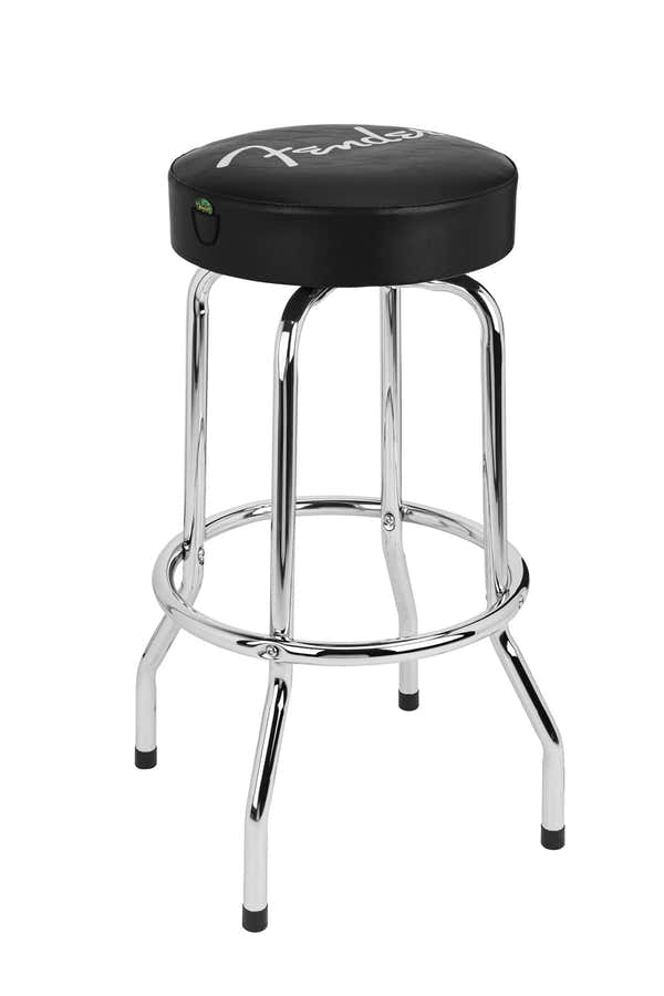 Spaghetti Logo Banco de bar com bolsa para palhetas Preto-cromado 30"