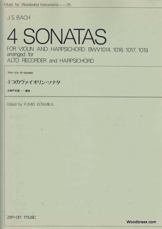 Music Bach Johann Sebastian - 4 Sonatas For Violin And Harpsichord - Flute A Bec Alto
