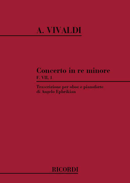 Ricordi VIVALDI A. - CONCERTO IN RE MIN. OP.VIII N.9 - HAUTBOIS ET PIANO