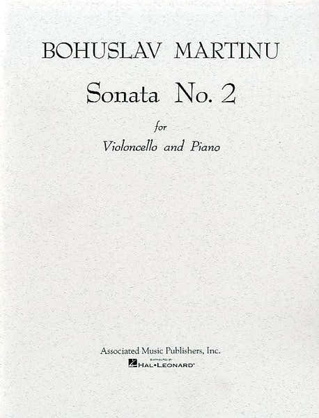 Hal Leonard Martinu Bohuslav - Sonate N°2 - Violoncelle et Piano