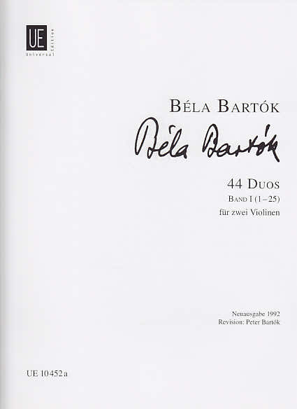 Bartok B. - 44 Duos Vol. 1 - 2 Violons
