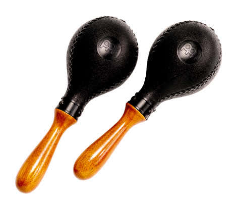 PLASTIC MARACAS WOOD HANDLE