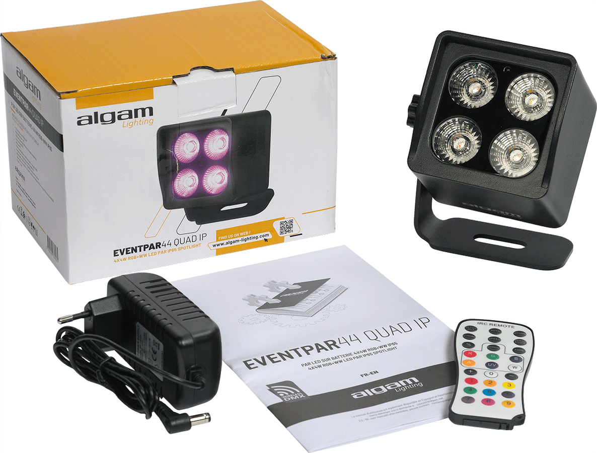 BATTERY PAR 4 X4W RGB+WW IR WIRELESS DMX IP65