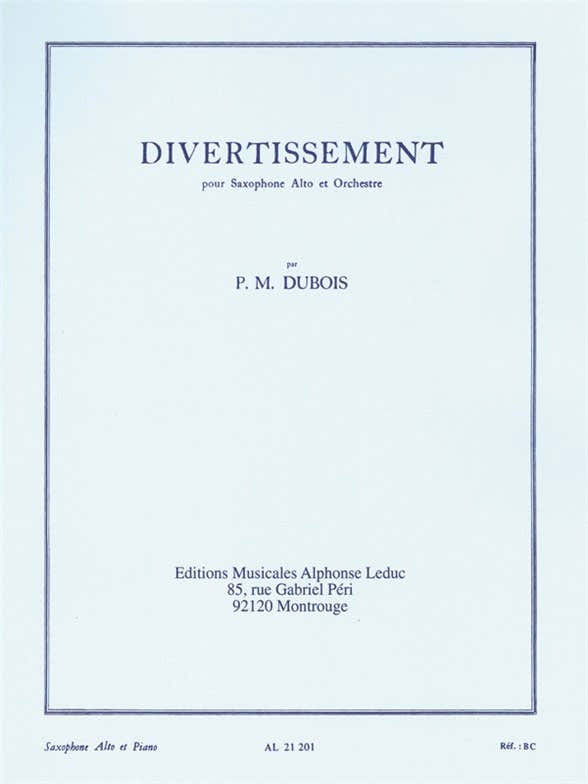 Divertissement For Saxophone And Orchestra