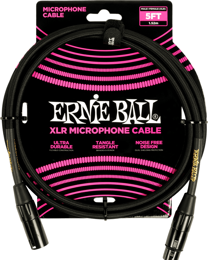 Cabos de Microfone Bainha Entrançada XLR Macho/XLR Fêmea 1,5M Preto