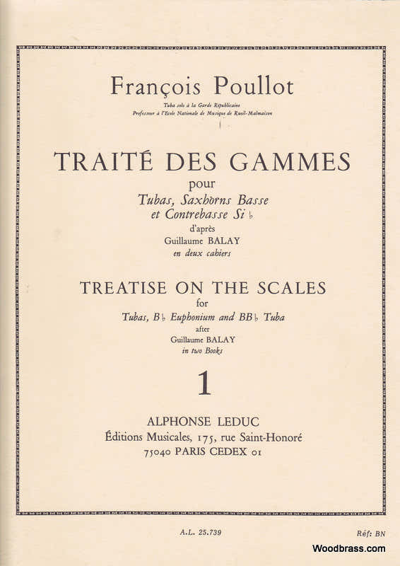 POULLOT F. - TRAITE DES GAMMES D'APRES BALAY VOL.1 - TUBA - SAXHORNS BASSES