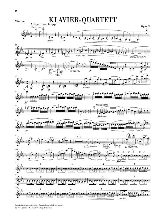 Brahms J. - Quarteto para piano em Dó menor Op. 60