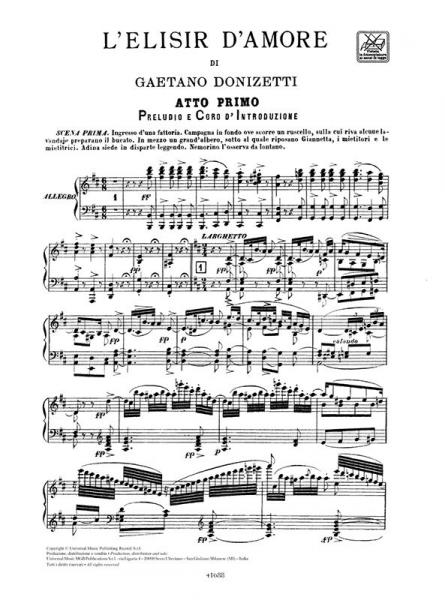 Donizetti Gaetano - L'Elisir D'Amore - Ch Piano
