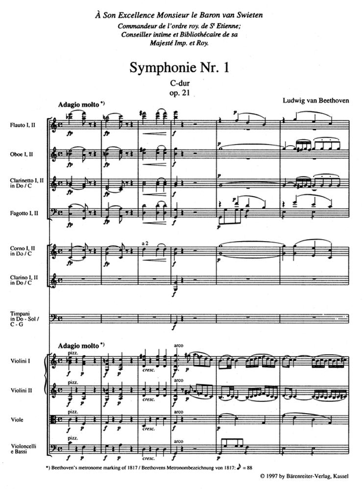 Beethoven L.von - Symphonie N°1 En Do Majeur Op.21 - Partitura de bolso